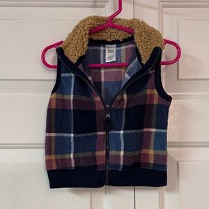 Carter's Multicolor Plaid Vest with Fleece Lining